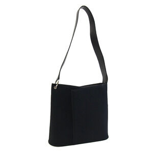 Salvatore Ferragamo Hobo Bag Black Canvas Leather Shoulder One Handle Salvatore